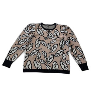 Anne Klein Women's Leaf-Print Jacquard Puff-Shoulder Sweater